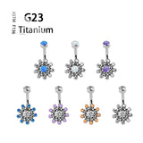 Titanium G23 14G Belly Button Rings Clear Zircon CZ Opal