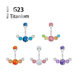 Titanium G23 14G Belly Button Rings Clear Zircon CZ Opal