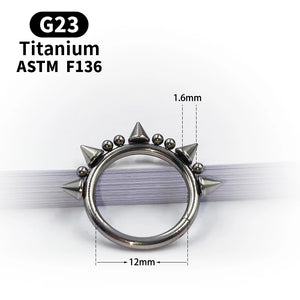 Titanium G23 Cone Spike Horseshoe Circular Septum Nose Ring