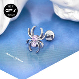 Titanium G23 Spider Stud Set Zircon Tragus Piercing