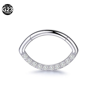 Zircon Septum Nose Ring 16G Titanium Hinged Segment Tragus Earring