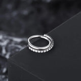 Zircon Septum Nose Ring 16G Titanium Hinged Segment Tragus Earring