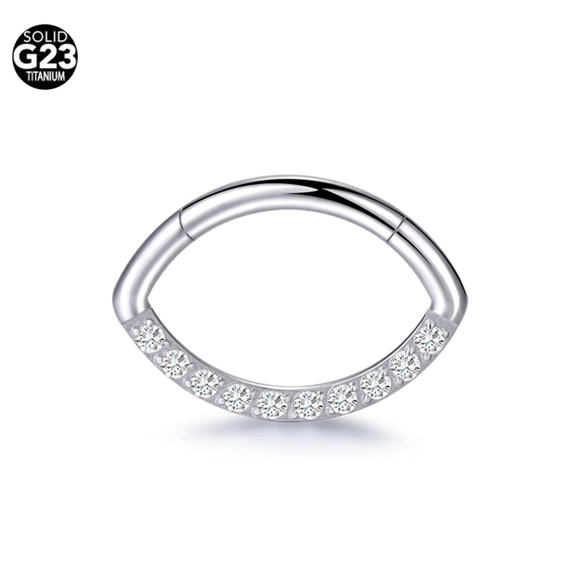 Zircon Septum Nose Ring 16G Titanium Hinged Segment Tragus Earring