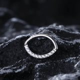 Zircon Septum Nose Ring 16G Titanium Hinged Segment Tragus Earring