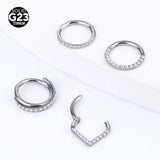 Zircon Septum Nose Ring 16G Titanium Hinged Segment Tragus Earring