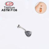 Titanium Perforation Internally Threaded CZ Opal Belly Button Ring