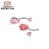 Titanium Perforation Internally Threaded CZ Opal Belly Button Ring