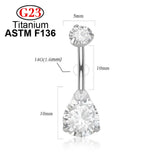 Titanium Perforation Internally Threaded CZ Opal Belly Button Ring