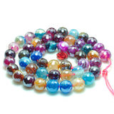 Titanium Rainbow Banded Agate Faceted Round Loose Beads Gemstone
