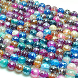 Titanium Rainbow Banded Agate Faceted Round Loose Beads Gemstone