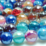 Titanium Rainbow Banded Agate Faceted Round Loose Beads Gemstone