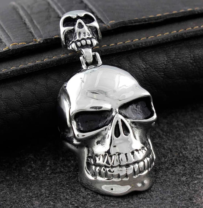 Titanium Stainless Steel Gothic Skull Men's Biker Punk Pendant