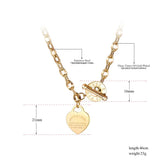 Stainless Steel Heart Charm Necklace Proverbs 4:23 O-Chain