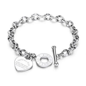 Stainless Steel Heart Charm Necklace Proverbs 4:23 O-Chain