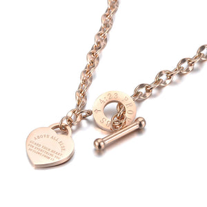 Stainless Steel Heart Charm Necklace Proverbs 4:23 O-Chain