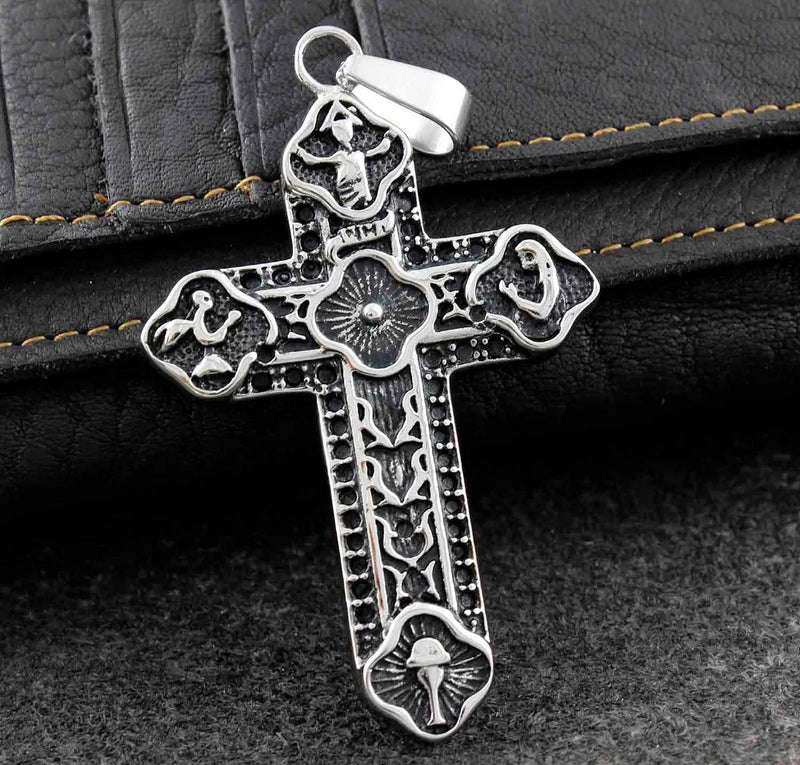 Titanium Stainless Steel Medieval Cross Pendant Charm Gift
