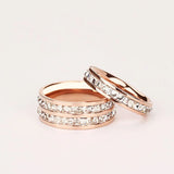 Crystal Zircon Double Row Stainless Steel Wedding Ring