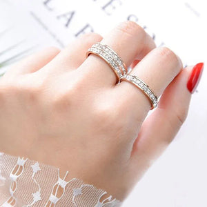 Crystal Zircon Double Row Stainless Steel Wedding Ring