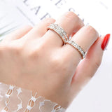 Crystal Zircon Double Row Stainless Steel Wedding Ring