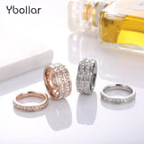Crystal Zircon Double Row Stainless Steel Wedding Ring