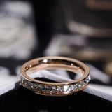 Crystal Zircon Double Row Stainless Steel Wedding Ring