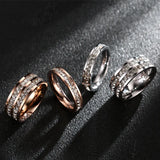 Crystal Zircon Double Row Stainless Steel Wedding Ring