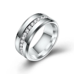 Titanium Stainless Steel Wedding Rings For Women CZ Jewelry