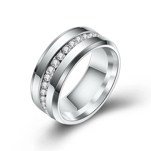 Titanium Stainless Steel Wedding Rings For Women CZ Jewelry
