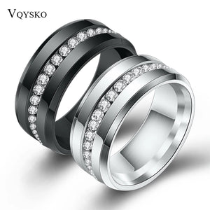 Titanium Stainless Steel Wedding Rings For Women CZ Jewelry