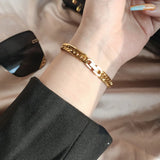 Titanium Steel 7mm Safety Buckle Woven Bracelet Round Chain