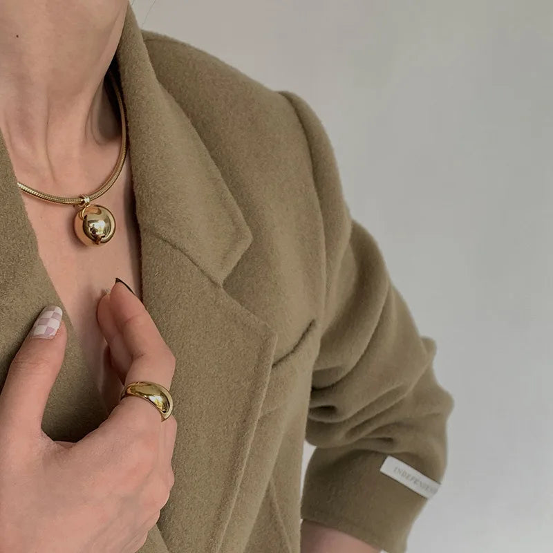 Titanium Steel Ball Pendant Torques Necklace