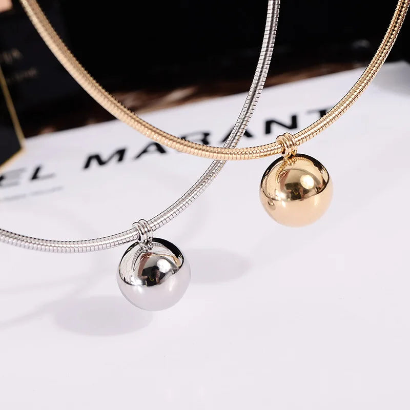 Titanium Steel Ball Pendant Torques Necklace