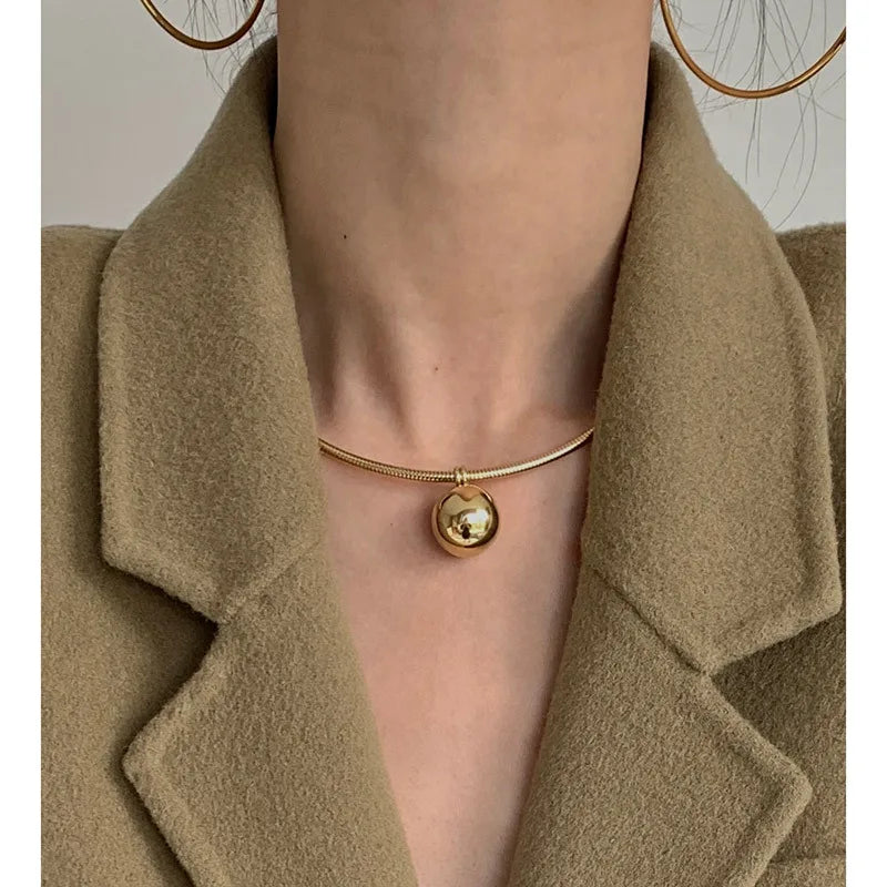 Titanium Steel Ball Pendant Torques Necklace