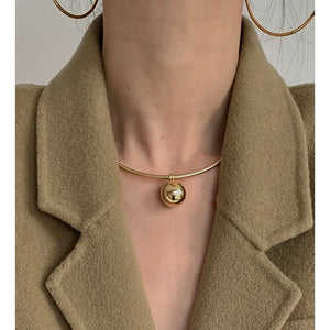 Titanium Steel Ball Pendant Torques Necklace