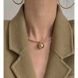 Titanium Steel Ball Pendant Torques Necklace