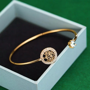 Titanium Steel Rhinestone Bangle Jewelry Tree Bracelet for Women
