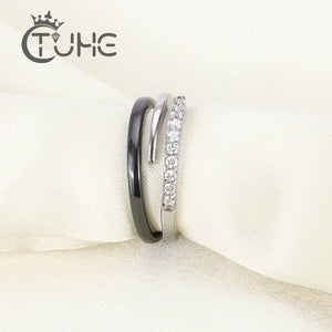 Titanium Steel Pink Purple Ceramic Rings Wedding Couples