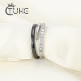 Titanium Steel Pink Purple Ceramic Rings Wedding Couples
