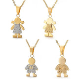 Titanium Steel Mom Kids Pendant Necklace Anniversary Jewelry