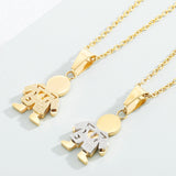Titanium Steel Mom Kids Pendant Necklace Anniversary Jewelry