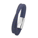 Titanium Steel Bracelet Double Layer Brown Leather Braided Rope For Men