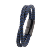 Titanium Steel Bracelet Double Layer Brown Leather Braided Rope For Men