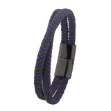 Titanium Steel Bracelet Double Layer Brown Leather Braided Rope For Men