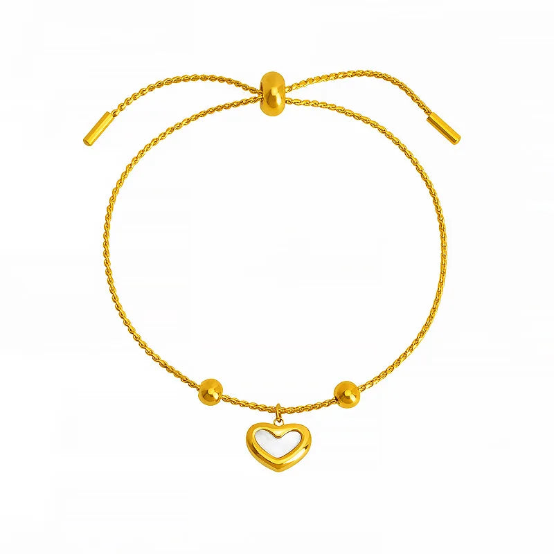 Titanium Steel Heart Charm Bracelet Necklace