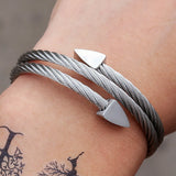 Stainless Steel Triangle Bracelet & Pearl Jewelry Set