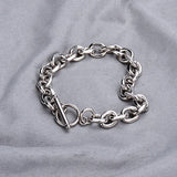 Titanium Steel Layered Bangles Round Buckle Punk Chain Bracelets