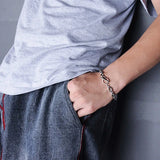 Titanium Steel Layered Bangles Round Buckle Punk Chain Bracelets