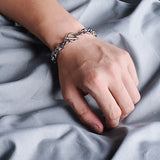 Titanium Steel Layered Bangles Round Buckle Punk Chain Bracelets