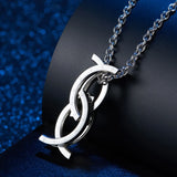 Titanium Steel Kissing Fish Ring Pendant Necklaces for Women Men
