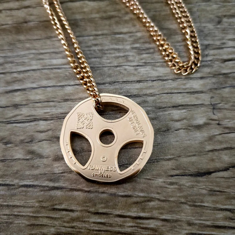 Titanium Steel Dumbbell Pendant Necklace Barbell